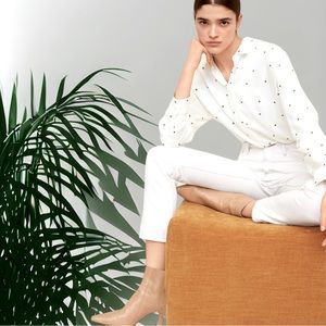 Embroidered polka dot blouse-Mango